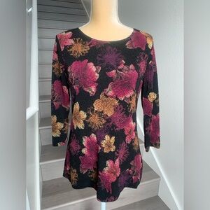 French Laundry Black and Pink Multicolored Floral Blouse